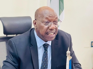 Amb. Maj. Gen. Charles Tai Gituai addressing the AUPSC on Feb 28